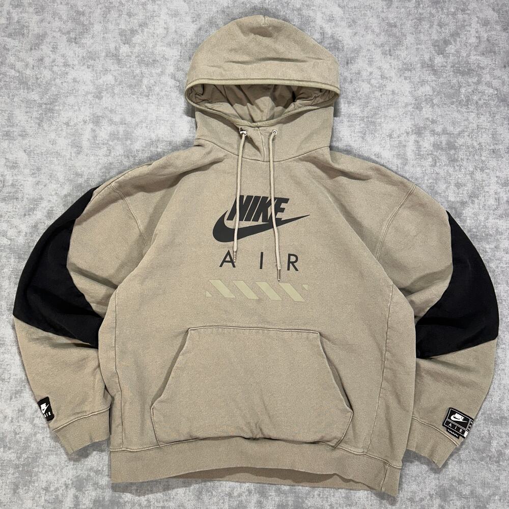 Nike Air Fleece Pullover Hoodie Army Green Black HJ0273-320 Mens Medium